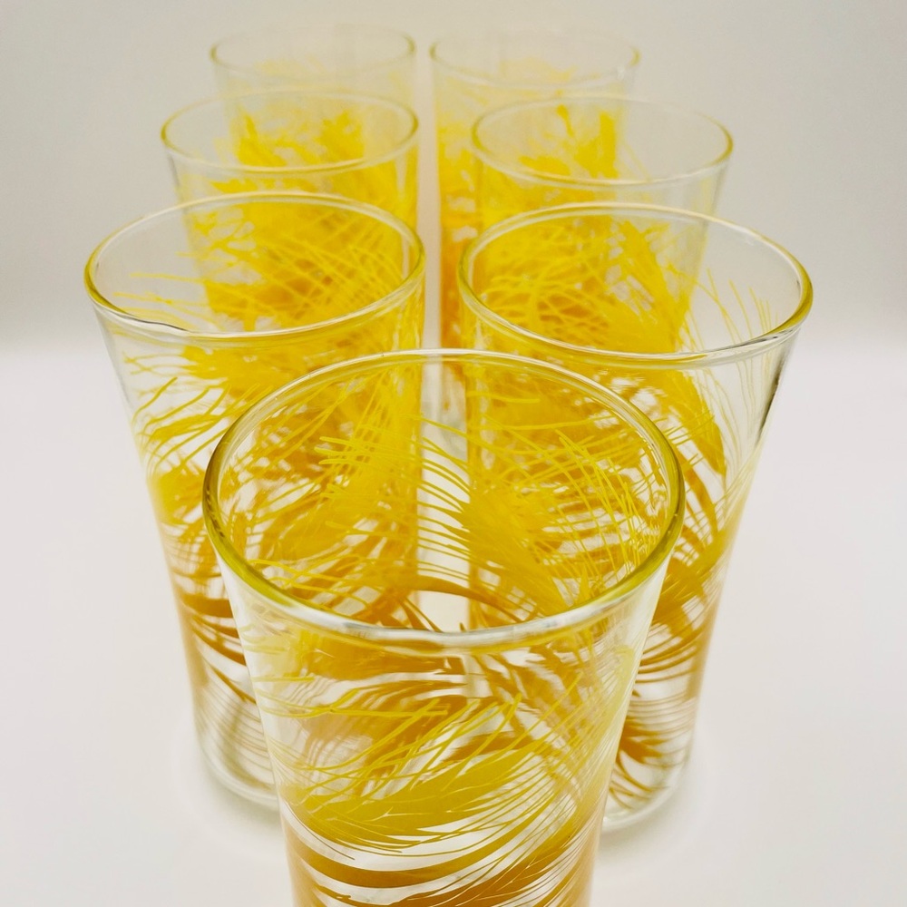 Vintage, 1970’s, Libbey, “Golden Wheat”, Set Of 7, 16 oz. Tumblers
